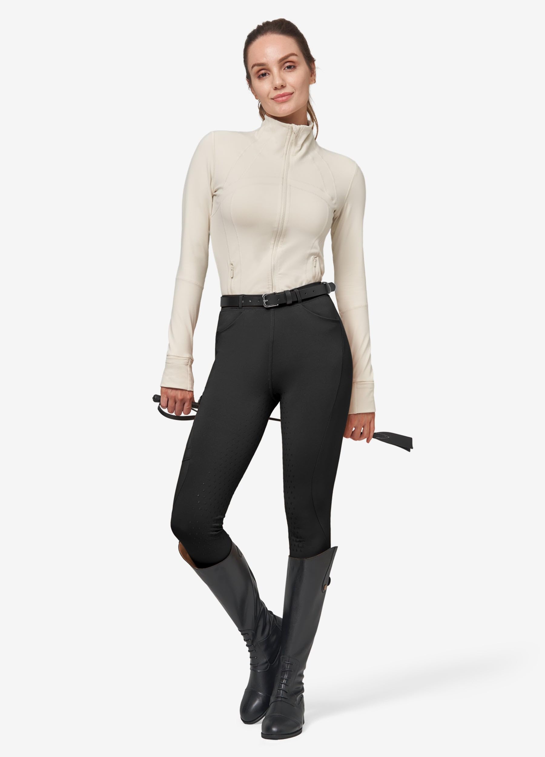 WILLIT Pantaloni da equitazione da donna, invernali, foderati, in pile, con inserti completi, per equitazione, equitazione, pantaloni termici con tasche, passanti per cintura