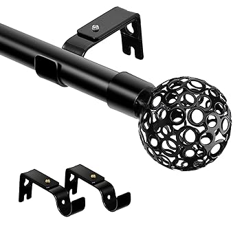 1 Inch Black Curtain Rods for Windows 66 to 144 Inch, Extra Long Blackout Drapery Rod Set, 72-144