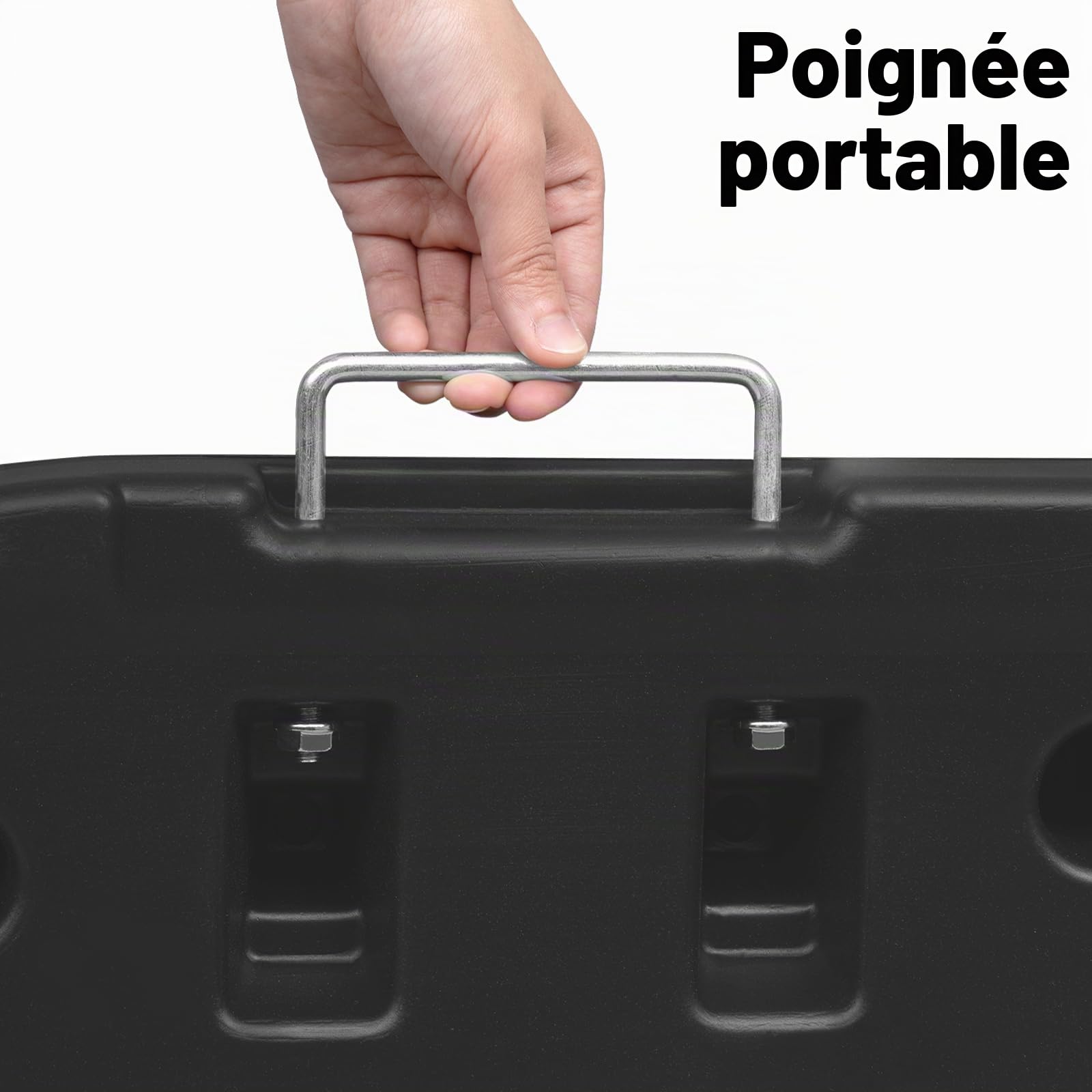 WOLTU Pied de Parasol 4 Pièces, Poids pour Parasol Croix de Sol, 60 L/80 kg, à Remplir d'eau ou de Sable, avec Connecteurs Métalliques, en Plastique, Carré, Noir