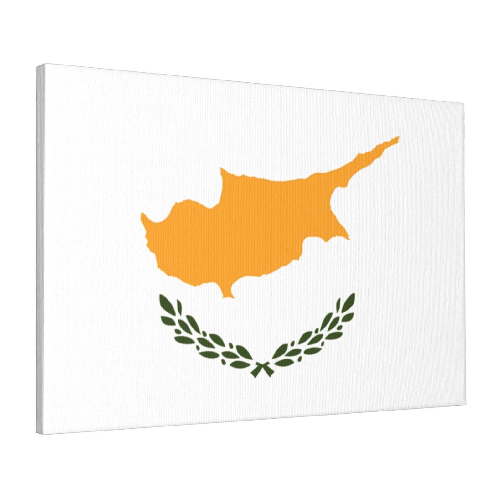 CNTDBU Flag of Cyprus Canvas Wall Art 16x24 Inch-Large Modern Painting Print for Living Room, Framed Ready to Hang Artwork for Bedroom