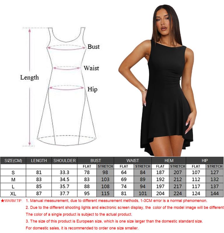 Vestito Donna Sexy Senza Maniche Collo a Barca Mini Abito Estivo Vestito Corto da Sera Elegante A Line Abiti Increspato Casual Vestiti Aderente Curvy per Cocktail Discoteca Festa Cerimonia