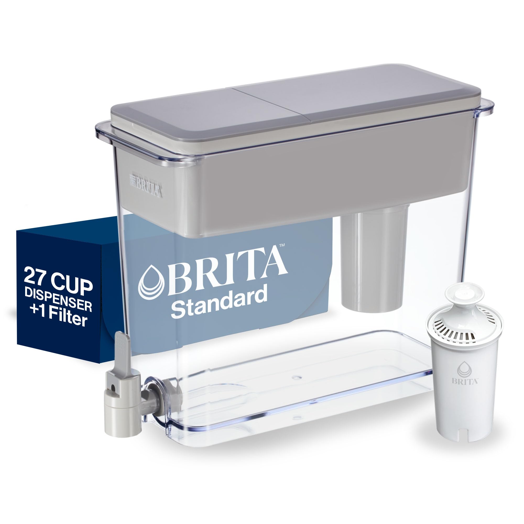 Brita 27 Cup Filter Dispenser, Reduces Chlorine taste and odour from Tap Water, Filters 151 Litres, UltraMax, Grey