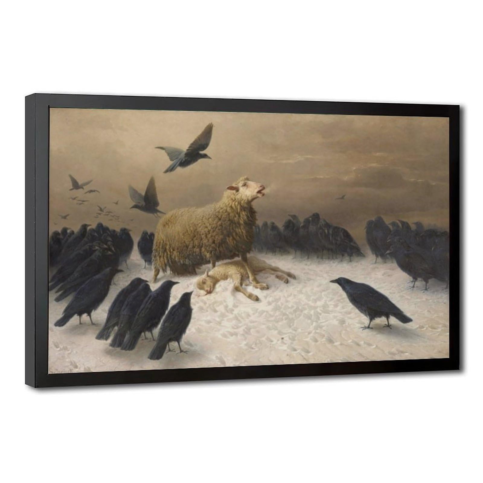 WCYB Anguish by August Friedrich Albrecht Schenck 1876 Posters Prints Canvas Deco Paintings Wall Art Hangable Frame 12" L X 18" W