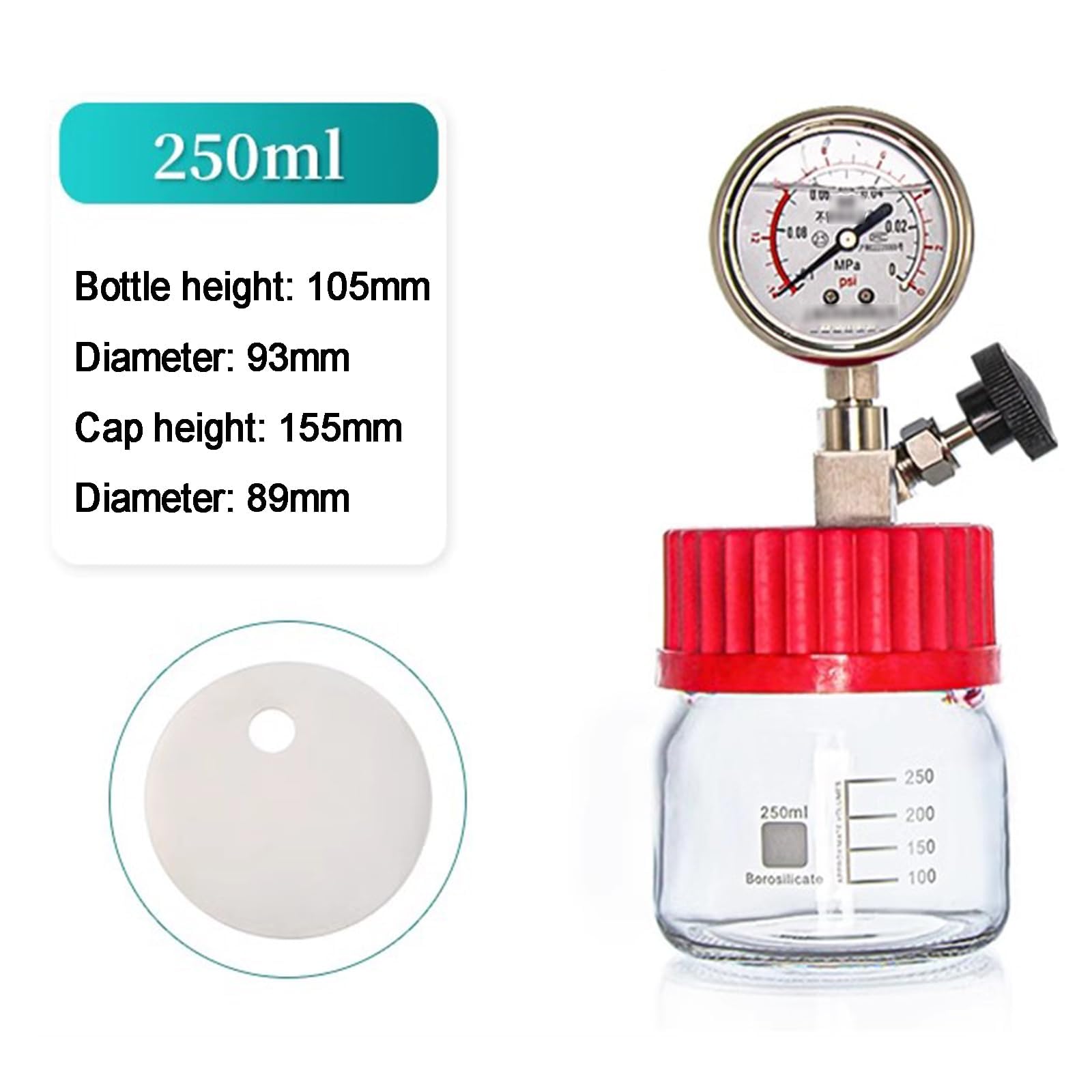 COYEUX Cámara de vacío de Vidrio, cámara de desgasificación de Laboratorio, con medidor de vacío de Acero Inoxidable, eliminador de Burbujas de Resina, para Silicona y epoxis