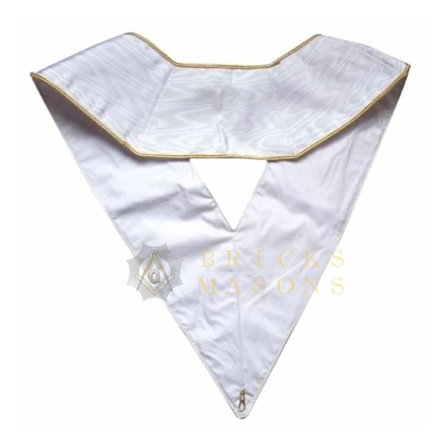 Bricks Masons 30th Degree Scottish Rite Collar - White Moire with Gold Borders