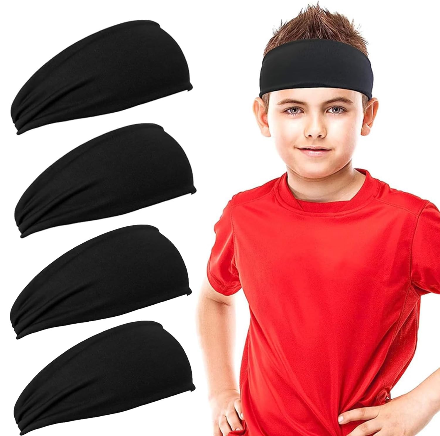 Bandeaux Sport Bandeaux De Sport WLLHYF - Lot De 2, élastiques, Absorbants, Pour Enfants Bandeaux Transpiration élastiques Basket Course