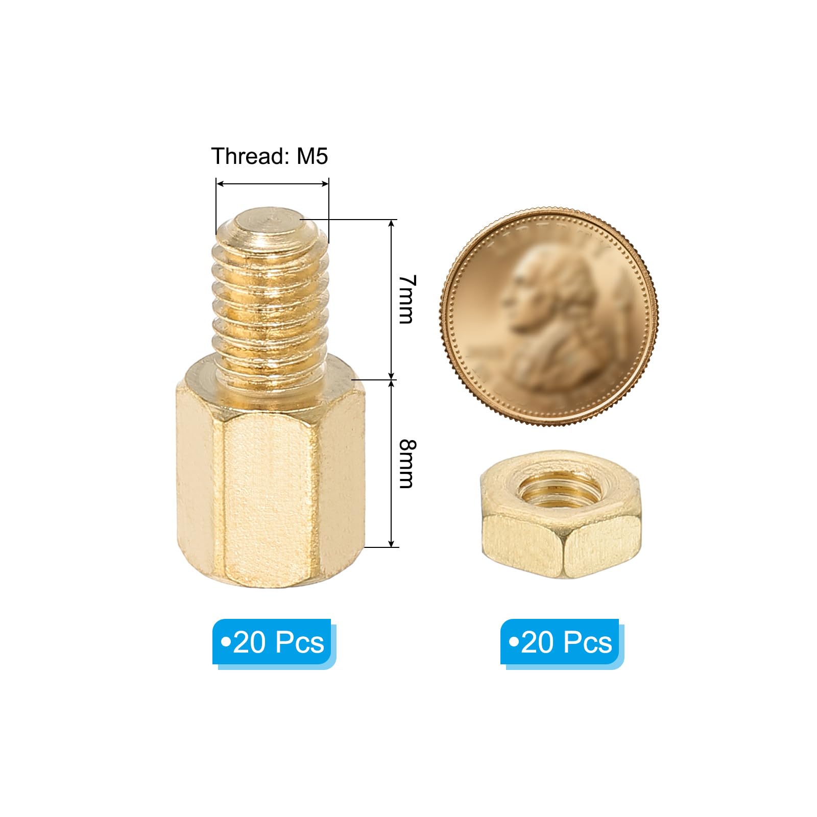 PATIKIL M5X8mm+7mm Standoff Screws - Image 2
