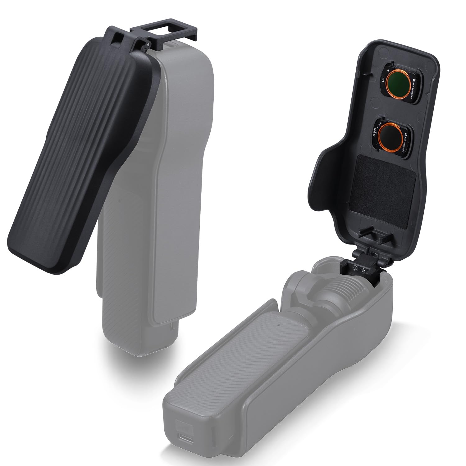 K&F CONCEPT OSMO Pocket 3 Schutzhülle Rückseite, Kunststoff-Schutzhülle, integrierter Filterschlitz x2, inklusive Trageband x1, Displayschutz aus gehärtetem Glas x1, kompatibel mit DJI Osmo Pocket 3