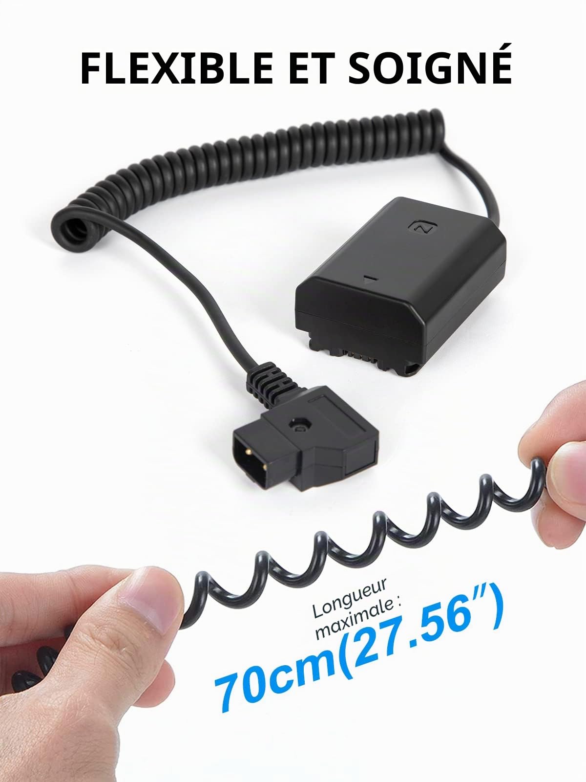 Moman D-Tap vers NP-FZ100 Dummy Câble V-Mount Batterie, Adaptateur d'alimentation Extensible Battery Factice pour Appareil Photo Sony A7III A7RIII A7R4 A7MIII A7M4 A9 A9S A6600