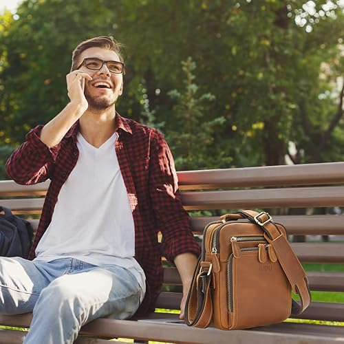 Miniatura 7 de Bolso cruzado de cuero para hombre, bolso de mensajero para hombre, bolso pequeño para maletín para hombres, bolsa de oficina, bolsa de mano para