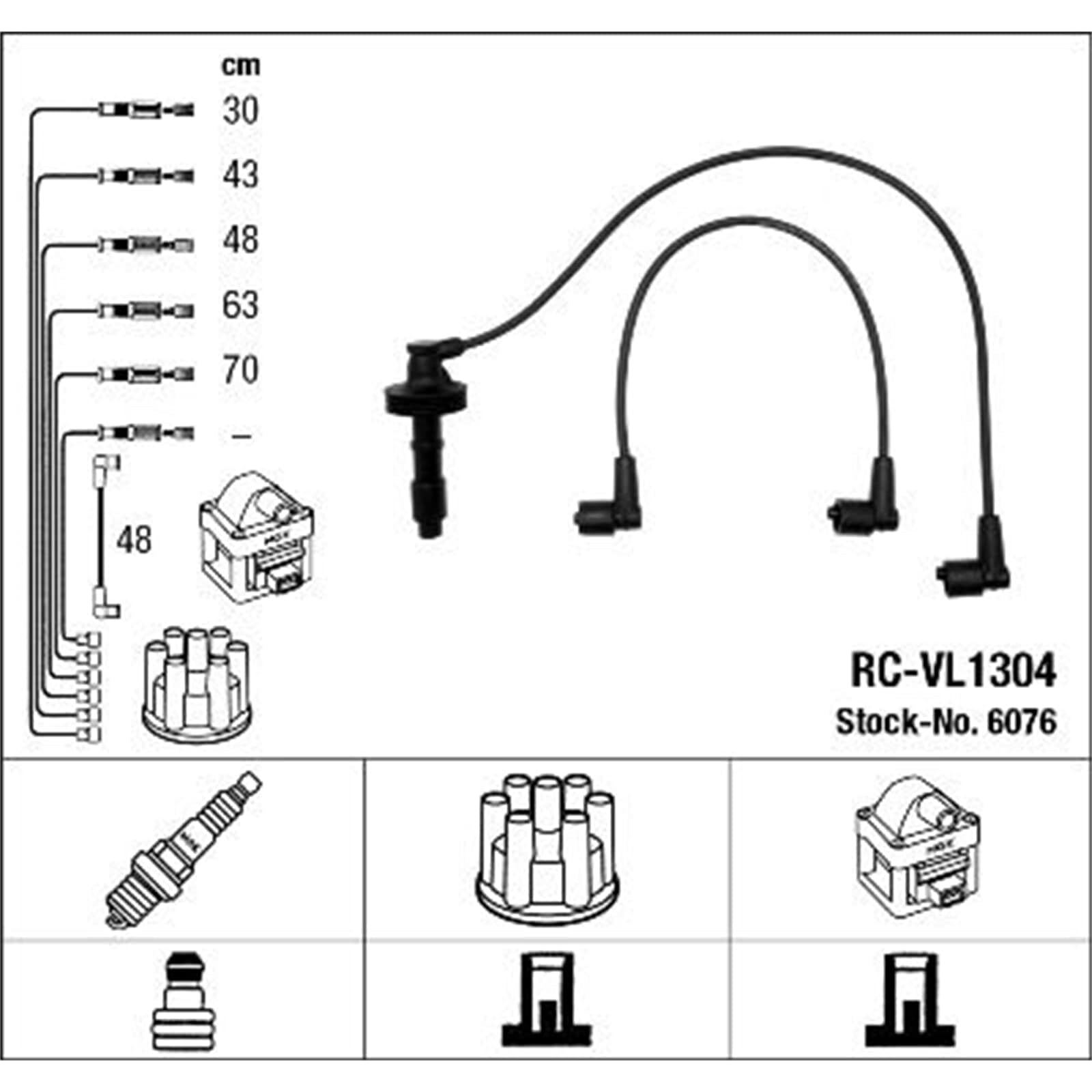 Cable de encendido NGK | RC-VL1304, 6076