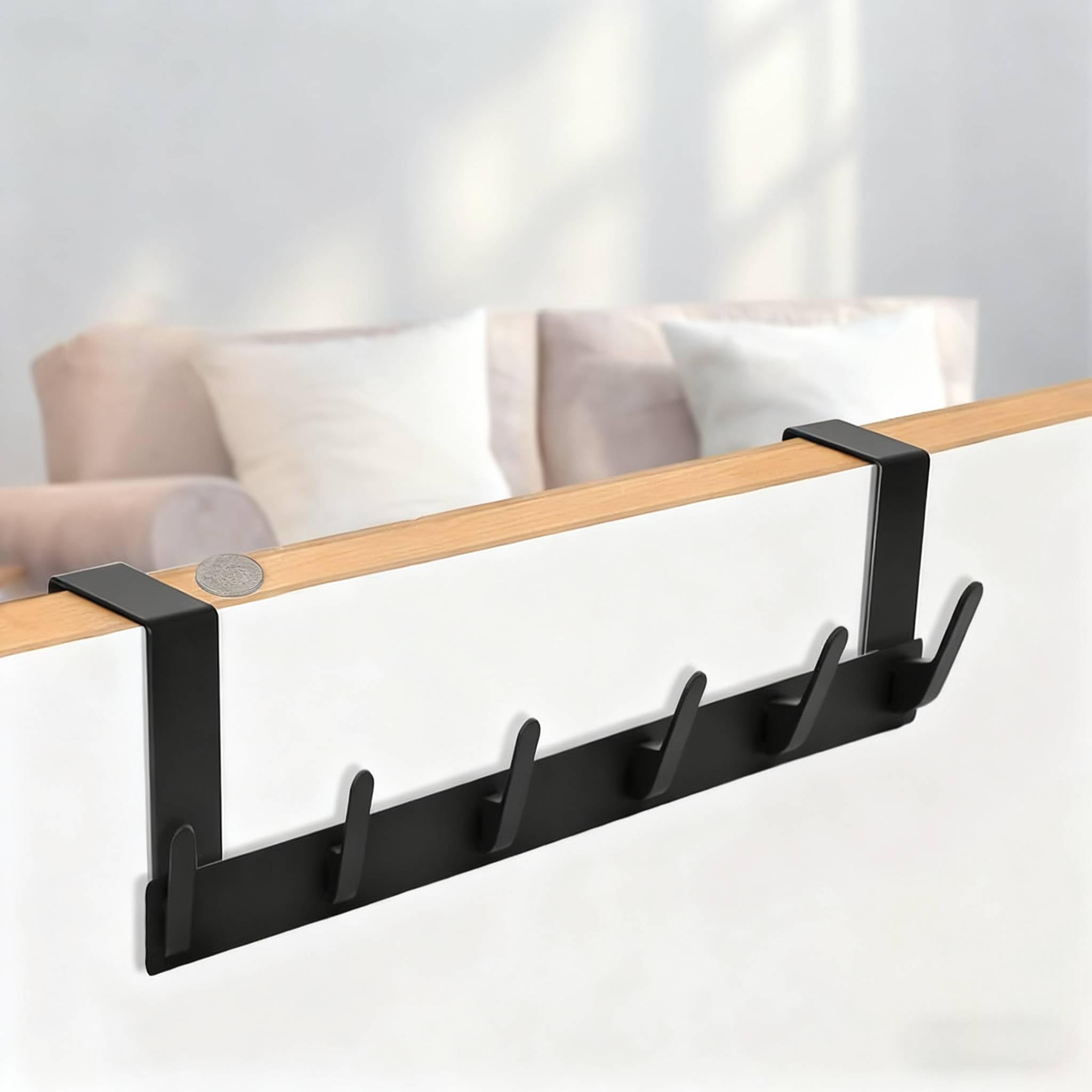 HASTHIP® Over The Door Hooks,Door Hanger Hook,Towel Rack for Bathroom Towel Hanger for Hanging Clothes Hat (Black 1 Pack)-image-42