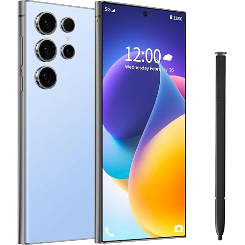 C25 Ultra 5G Unlocked Smartphone | 8GB RAM + 256GB Storage | Android 15 Cell Phone with Built-in Stylus, 6.9" FHD+ 120Hz Display, 8000mAh Long Battery, Dual SIM, Face ID & GPS (Blue)
