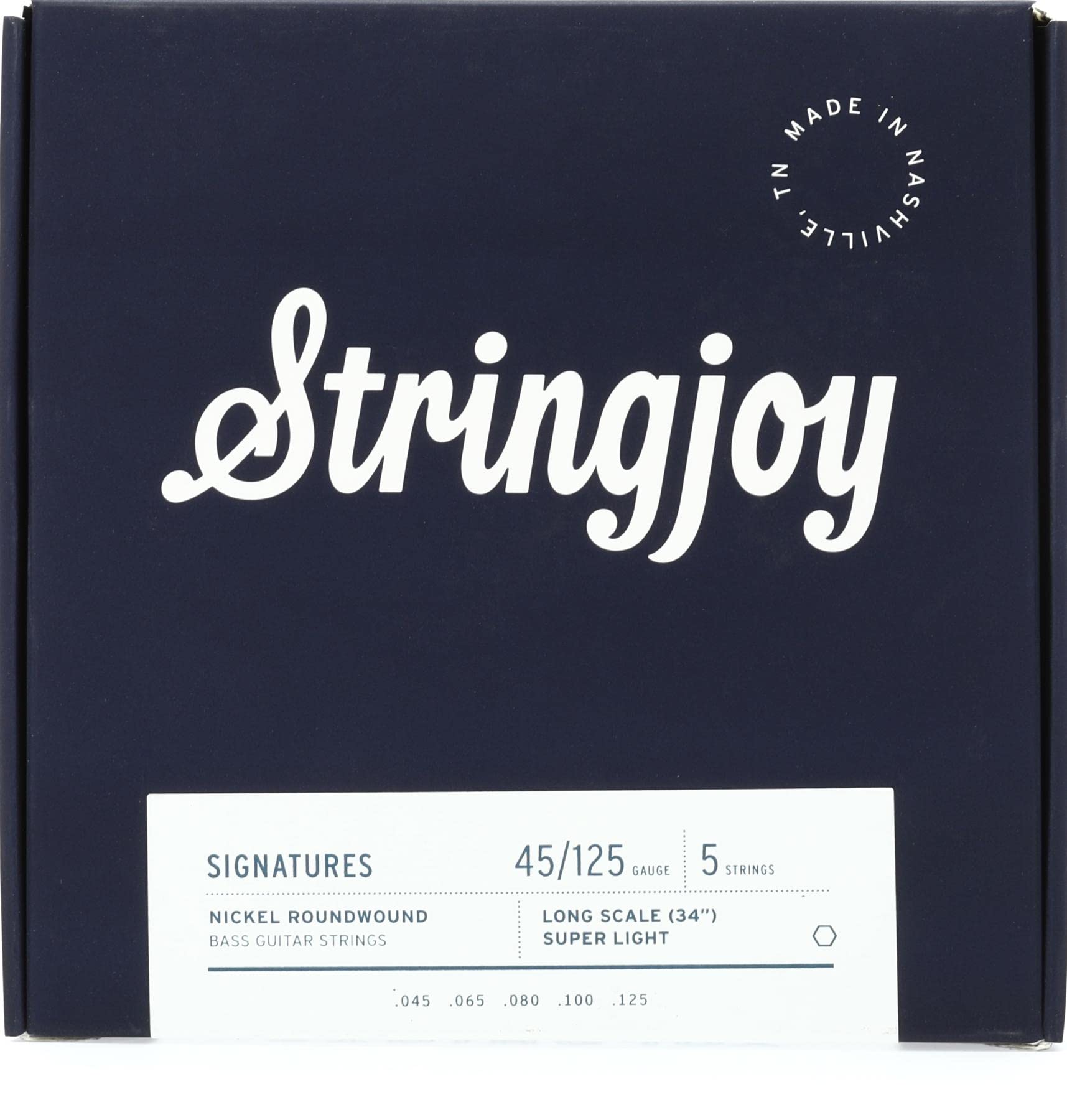 StringjoySignatures Nickel-wound Long Scale 5-string Bass Strings - Super Light Gauge (.045 -.125)