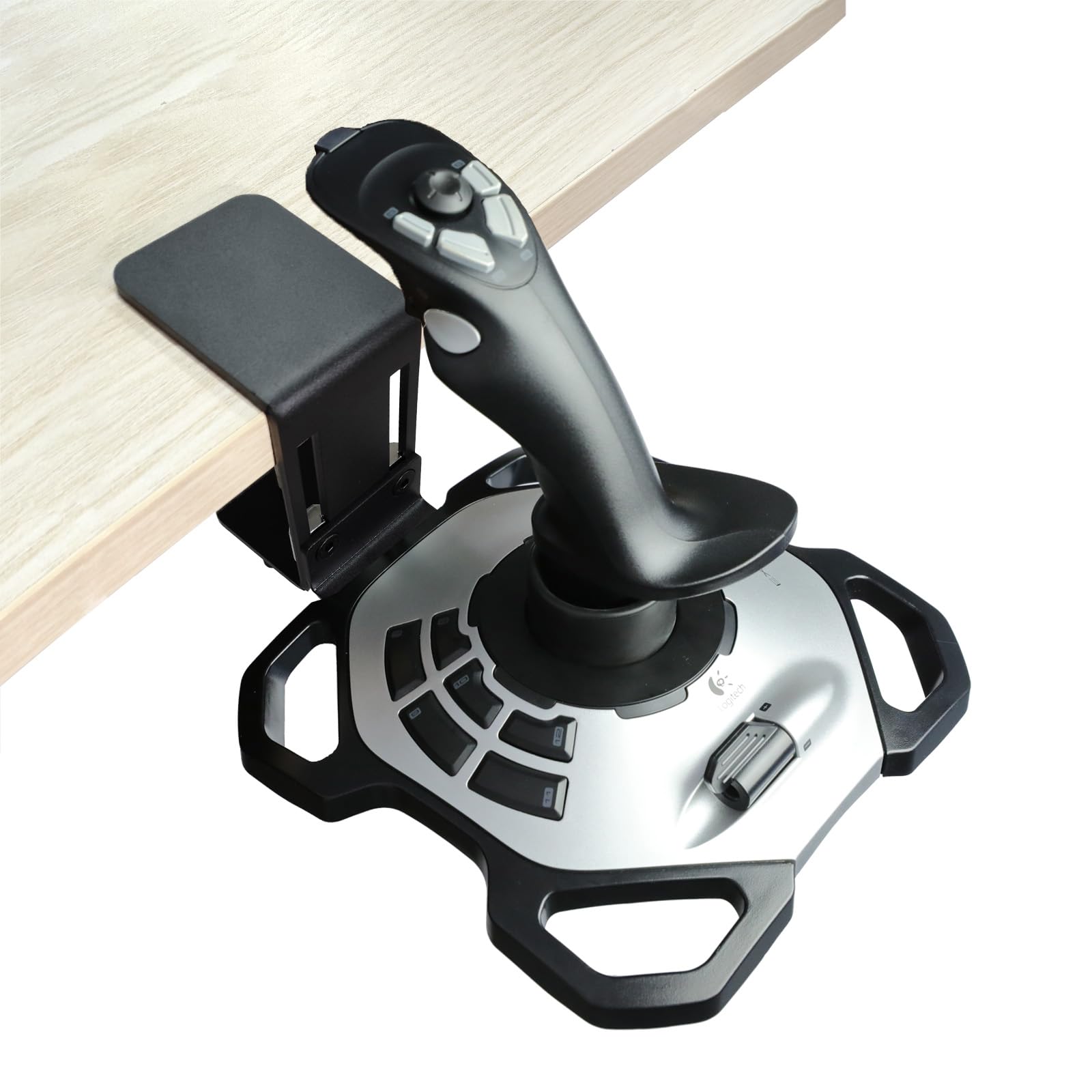 Photo 1 of HTLAKIKJ Desk Mount for Flight Sim Joystick-Compatible with Logitech G Extreme 3D PRO Joystick Adjustable Fit Different Thickness Desk Enduring C-Clamp Metal Holder