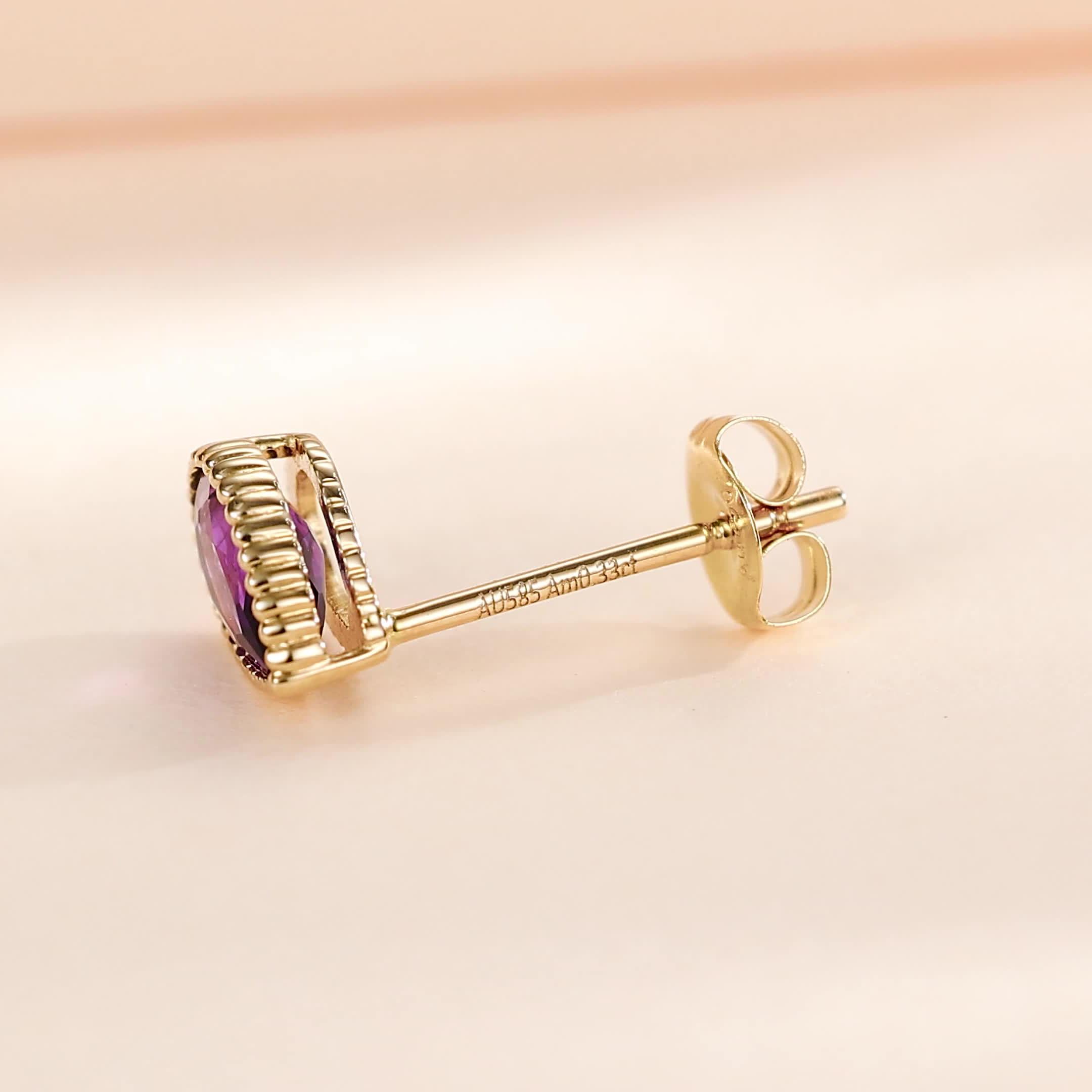 FANCIME Solide 14 Karat 585 Gelb Gold Tropfen Ohrringe Ohrstecker mit Echt Natürlich Edelstein Geschenk Schmuck für Damen Mädchen Mama, Größe: 5 * 7 mm