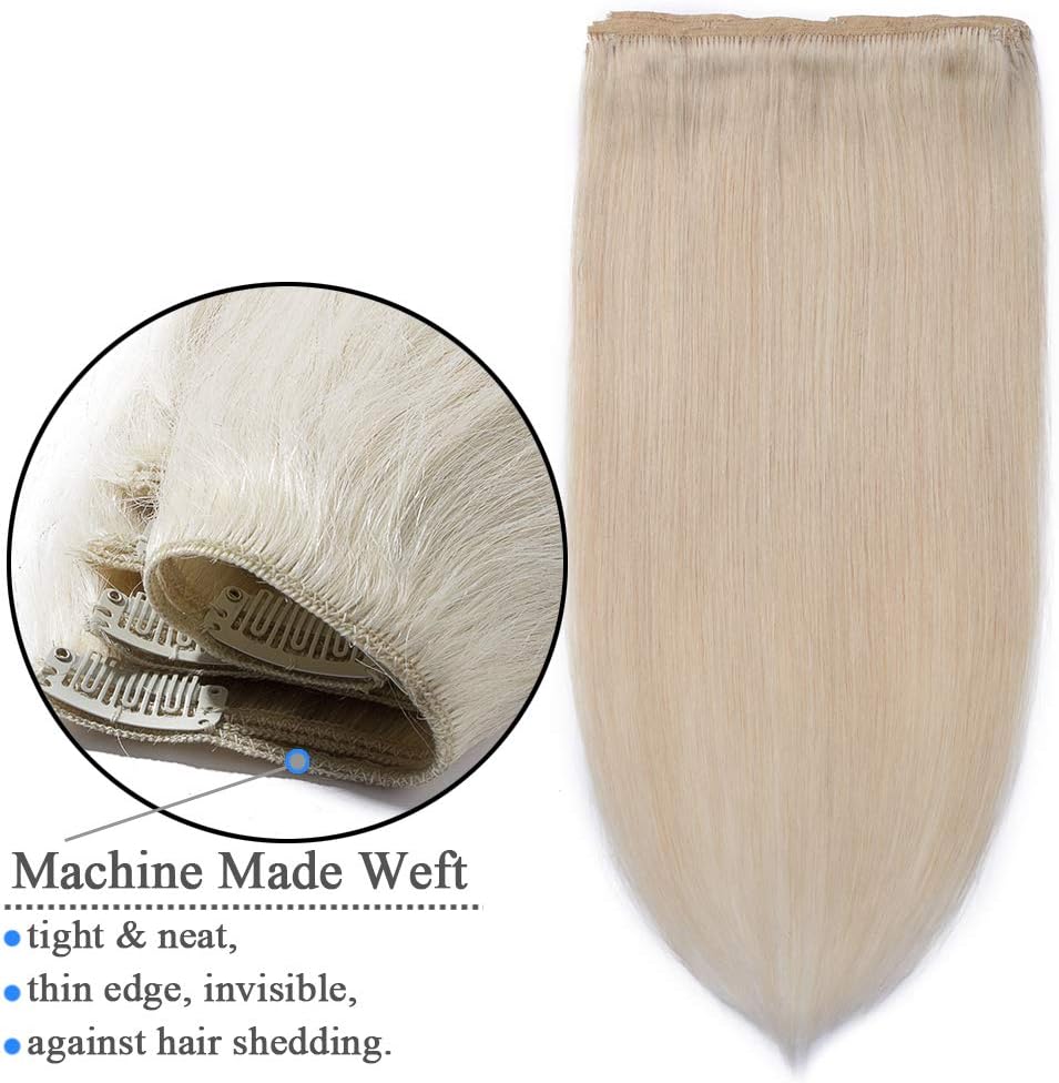 Elailite Double Weft Clip in Hair Extensions Real Human Hair Blonde - Image 5