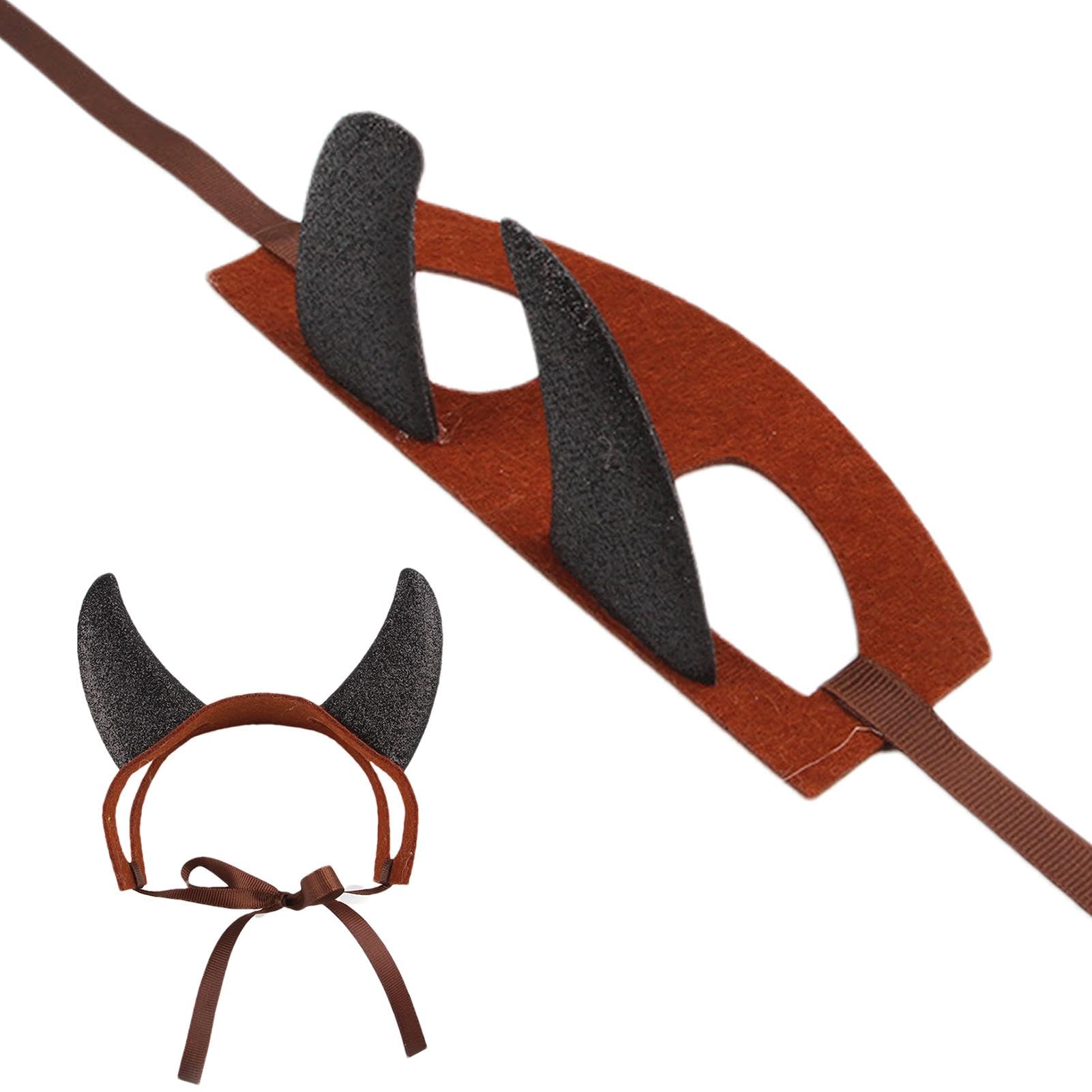 Samuliy Cuernos de diablo para gatos, disfraz de cosplay, disfraz de Halloween divertidos cuernos de diablo, bonitos regalos de fiesta, accesorios de fotografía, sombreros festivos con correas para