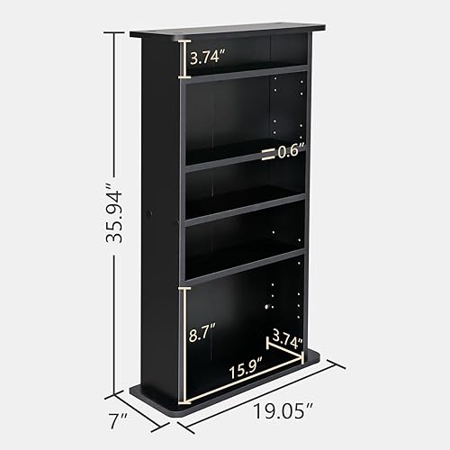 Miniatura 6 de ZENY Gabinete de almacenamiento multimedia, estante de DVD, estante organizador de libros, torre de medios de audio, 36 x 19 x 7 pulgadas, color