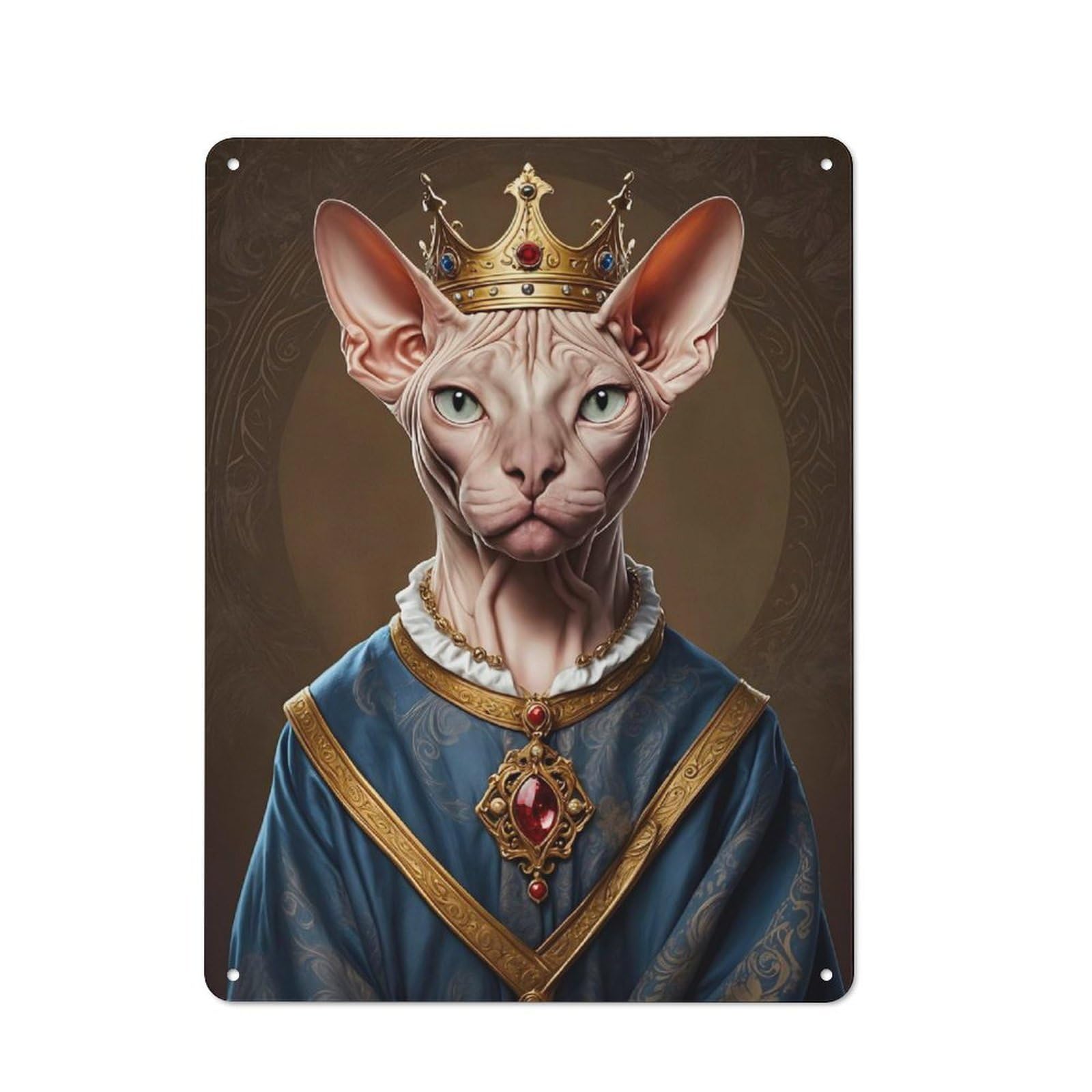 Junmoney Sphynx Cat King Vintage Tin Sign 40X30cm Featuring For Café Or Home Bar, A Metal Wall Feature For Cafés And Home Bars