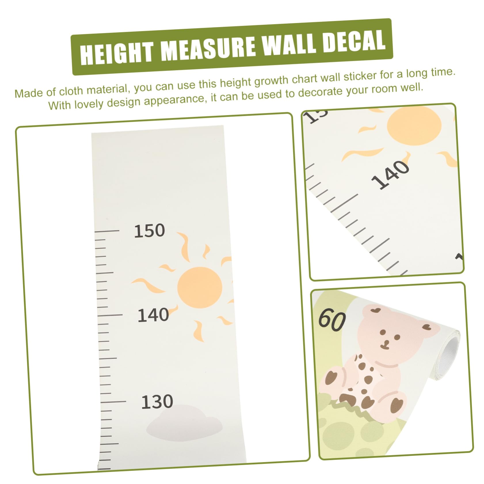 1pièces Giraffe Bear Kids Height Measurement Wall Sticker Adorable Height Chart for Kids Room Décor Fun Growth Tracker for Nursery and Playroom