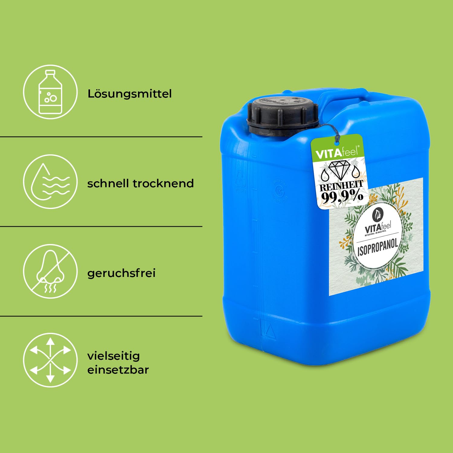 Isopropanol 5 litros – Alcohol isopropílico 99,9% desengrasante | Alto porcentaje de IPA | Calidad Premium - VitaFeel