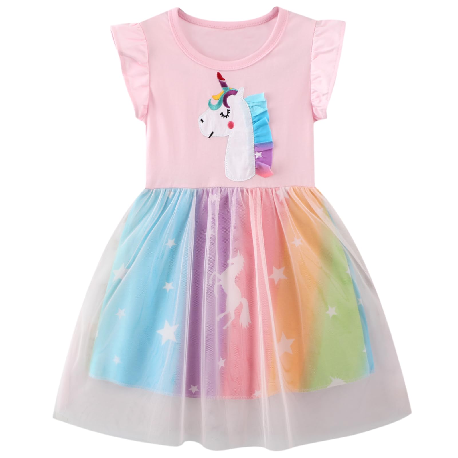 Codkkre Vestidos de niña Vestido Unicornio Princesa Tul Fiesta de Verano Vestido Festivo 2-7 años