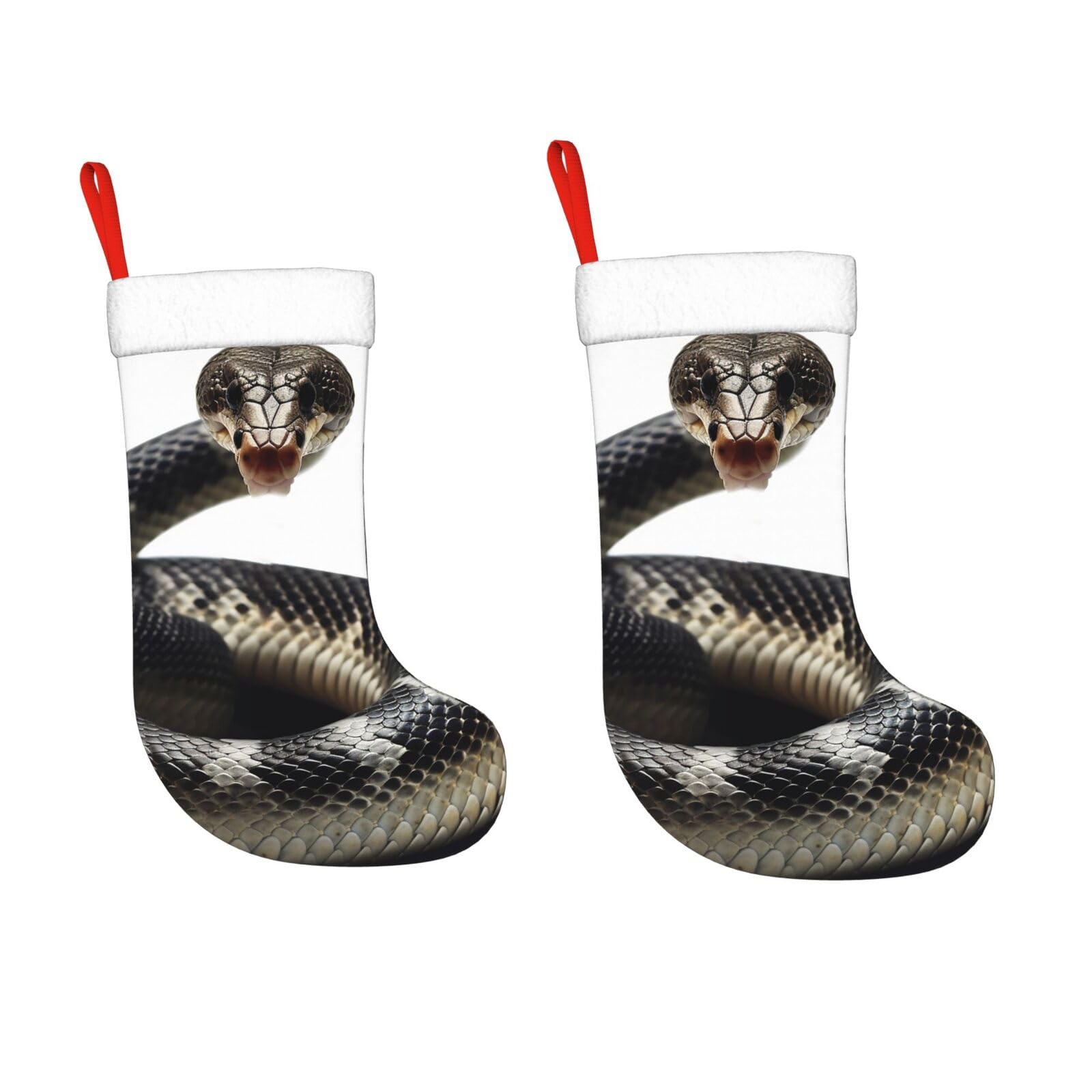 KLOPH 2 Pack 18 Inches Christmas Stockings Personalized Cobra Snake Xmas Stocking Hanging Decoration Fireplace Stocking for Holiday Xmas Tree Christmas Fireplace Decor Gifts