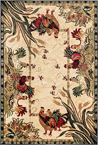 Image of Unique Loom Barnyard Collection Area Rug - Farm (4' 1 inch x 6' 1 inch Rectangle, Cream / Black)