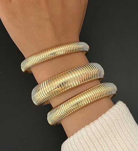 Elegant Chunky Gold Bangle Bracelet Set for Women – Trendy Stretch Stackable Bangles, Perfect for Fashion-Forward Gifts - Image 9