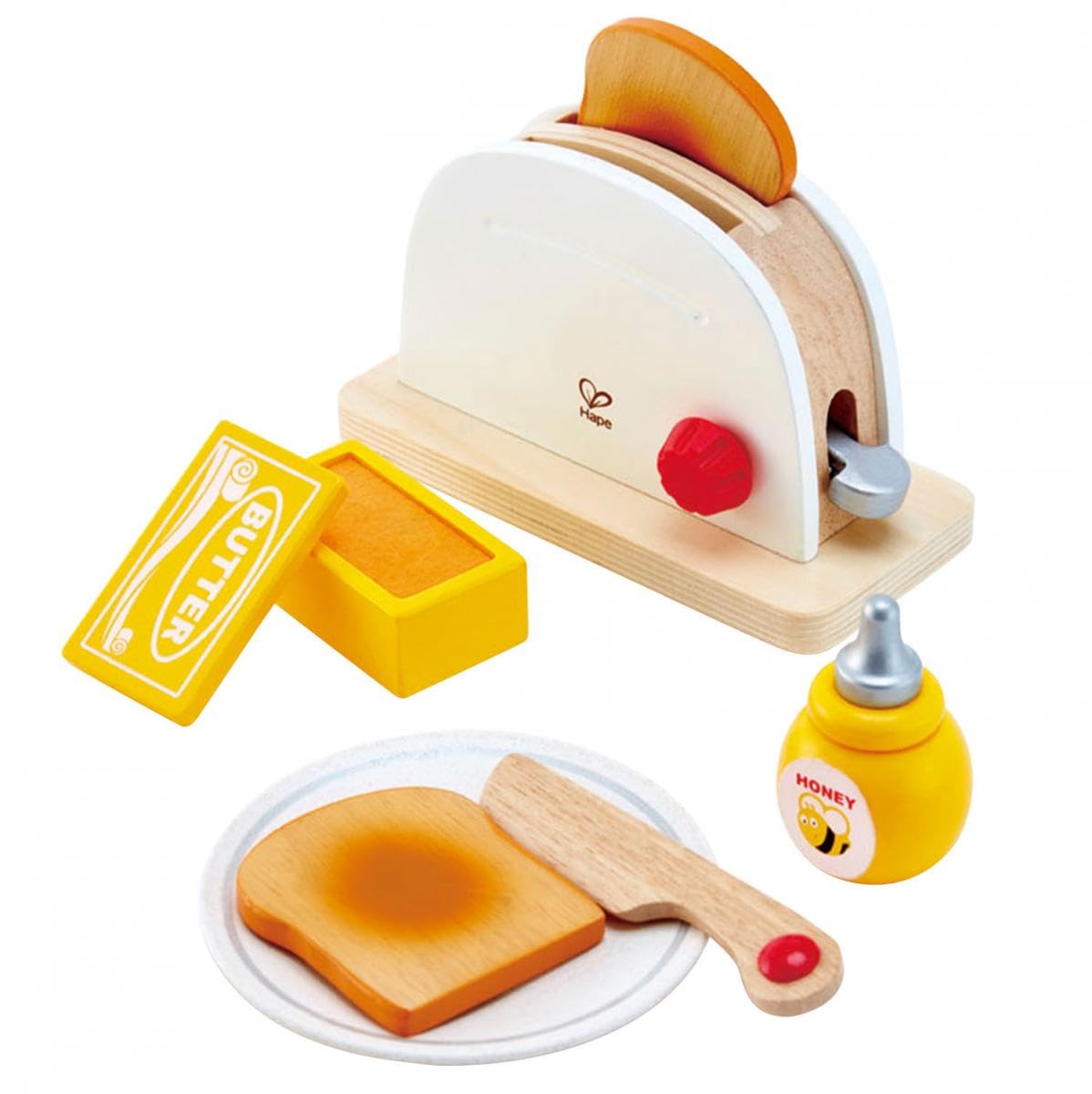 HapeWhite Wooden Pop-Up Toaster Set Pretend Play Breakfast Accessories for PreschoolersThe Forest Stewardship Council