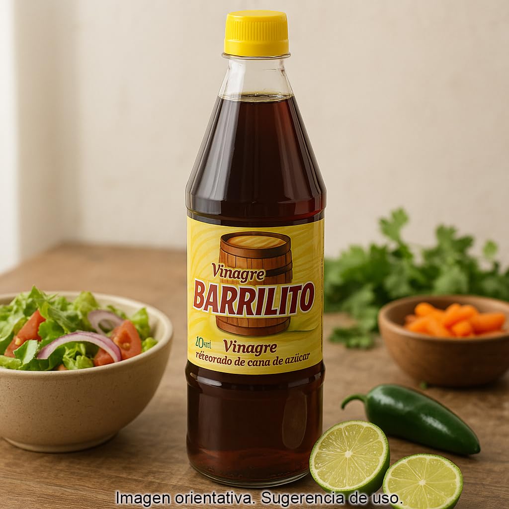 Vinagre de Caña de Azúcar Mexicano Barrilito 750 ml, aromático y suave para ensaladas