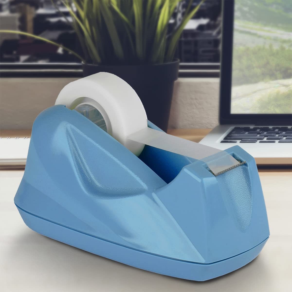 Acrimet Premium Desktop Klebebandabroller, Kunststoff, Rutschfeste Basis (Hochbelastbar) (Hellblau Farbe)