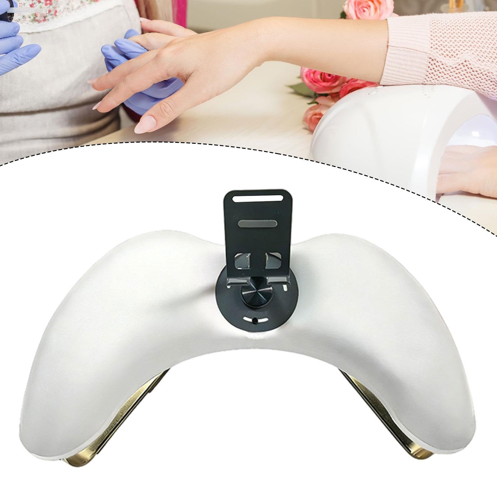 perfk Cuscino poggiamani per manicure supporto per telefono, gambe in metallo per unghie in acrilico fai casa, Bianco