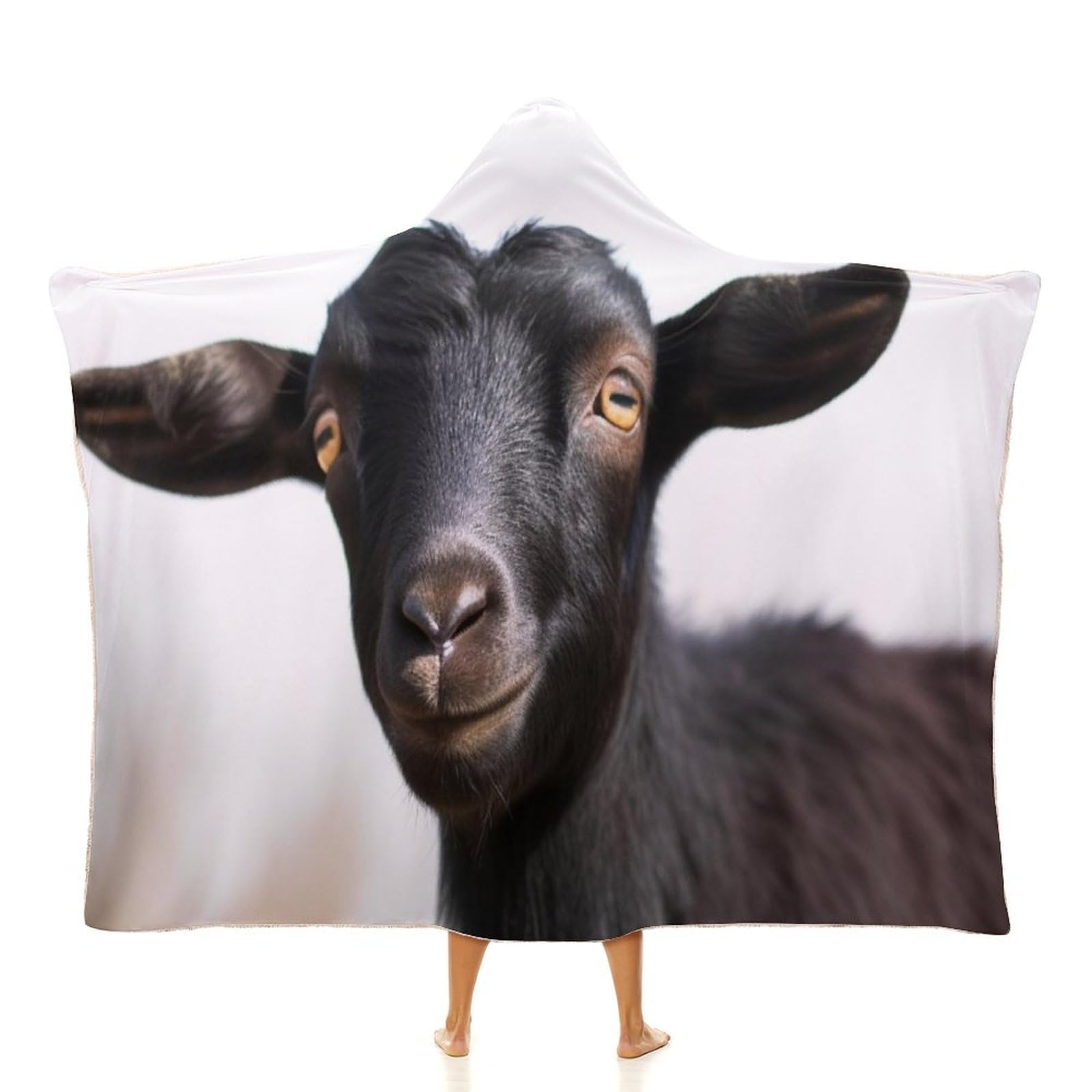 Cape à capuche imprimé chèvre noire pour voyage et bureau - 8