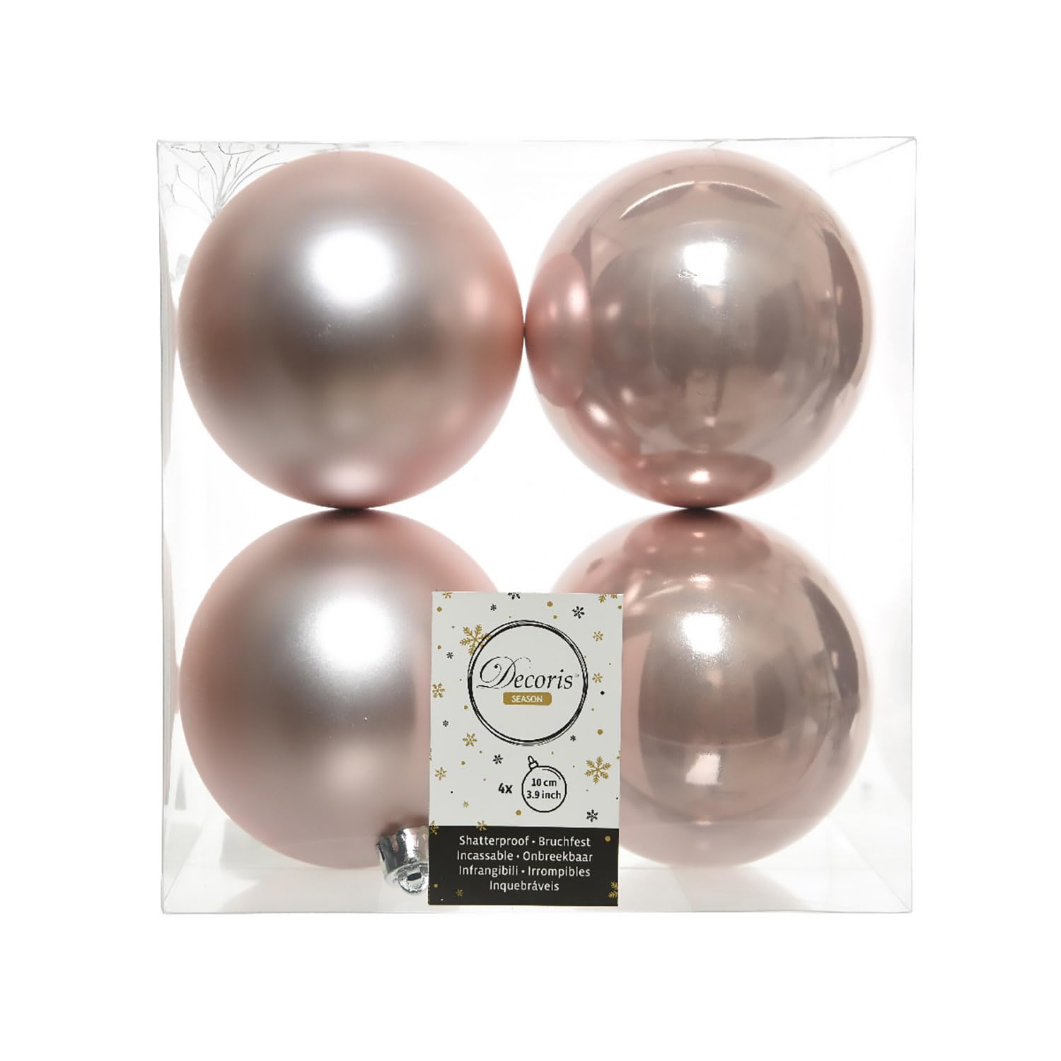 Kaemingk Blush Pink Shatterproof Baubles 100Mm Pack Of 4 - Christmas