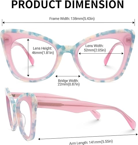 Miniatura 4 de Zeelool Gafas de ojo de gato para mujer, marco de gafas de acetato con lente transparente sin receta ZJGA359158