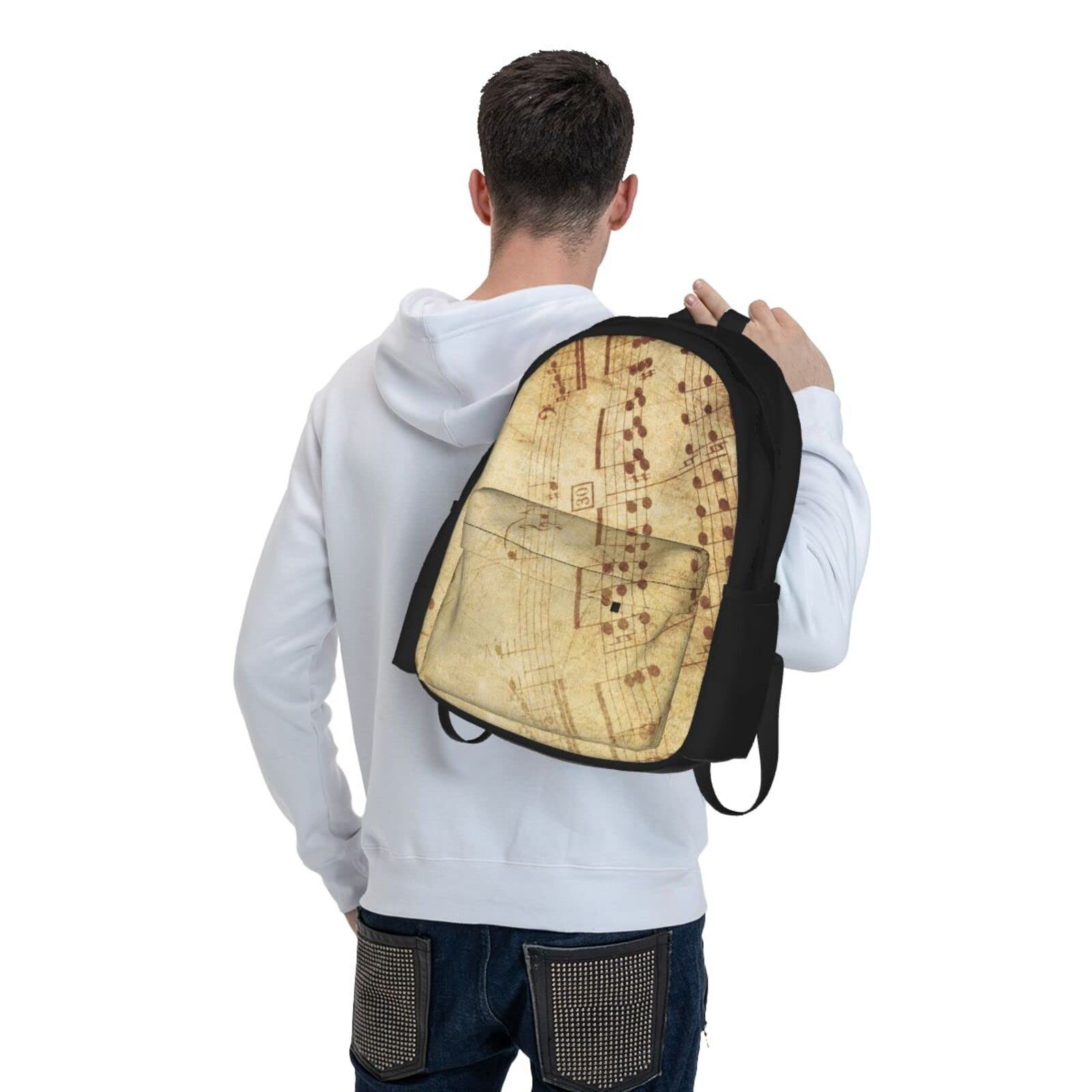 Notenblätter für Damen und Herren, Laptop-Rucksack, Reiserucksack, Sporttasche, Schultaschen für Kinder, Mädchen, Jungen, Schwarz, Schwarz , One size