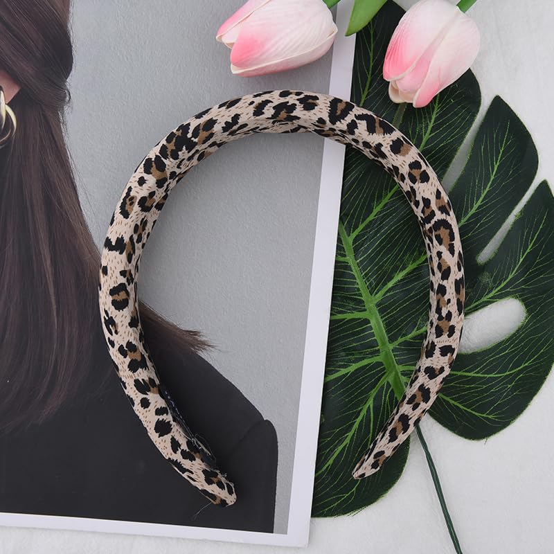 Guqqeuc Leopard Print Padded Headband for Women & Girls, 1 Count (Pack of 1), Elastic, 1.18 Inches Wide, Secures Hair, Facial - Image 3