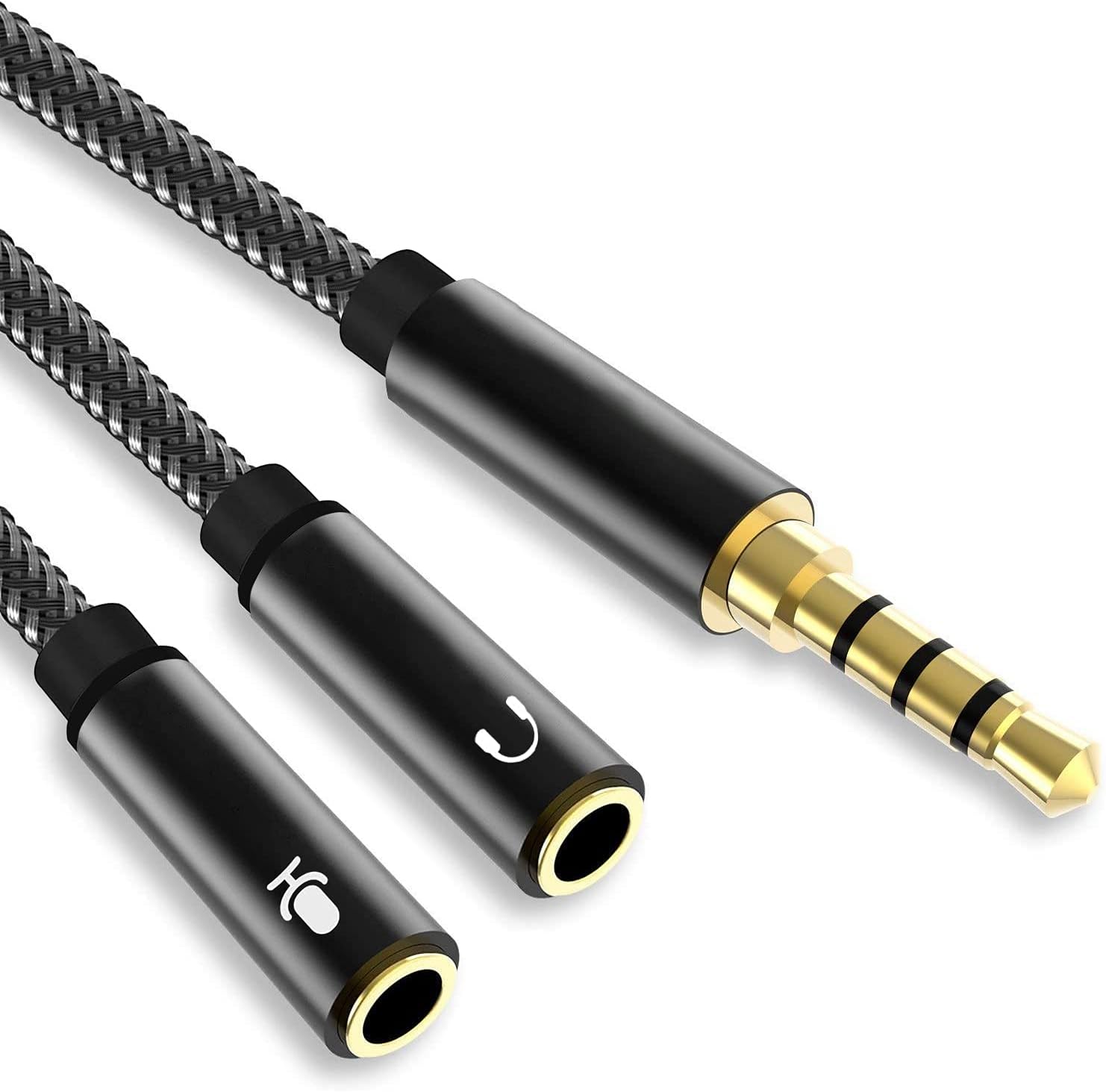 Adattatore Audio Y Splitter 3.5mm – 2 Jack Maschio A 1 Femmina, BlackStorke Placcato Oro, 20cm - 2