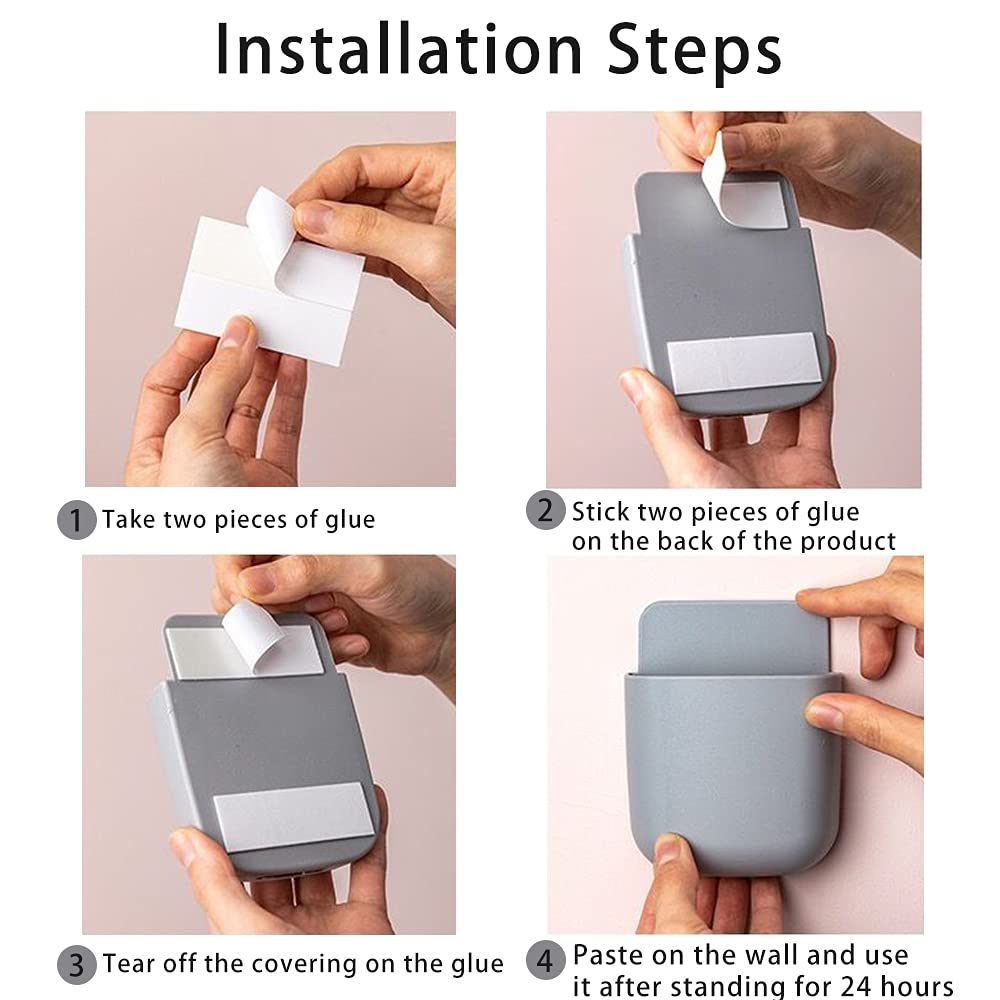 Soportes de control remoto para montaje en pared, soportes adhesivos para bolígrafos (3 unidades, gris)