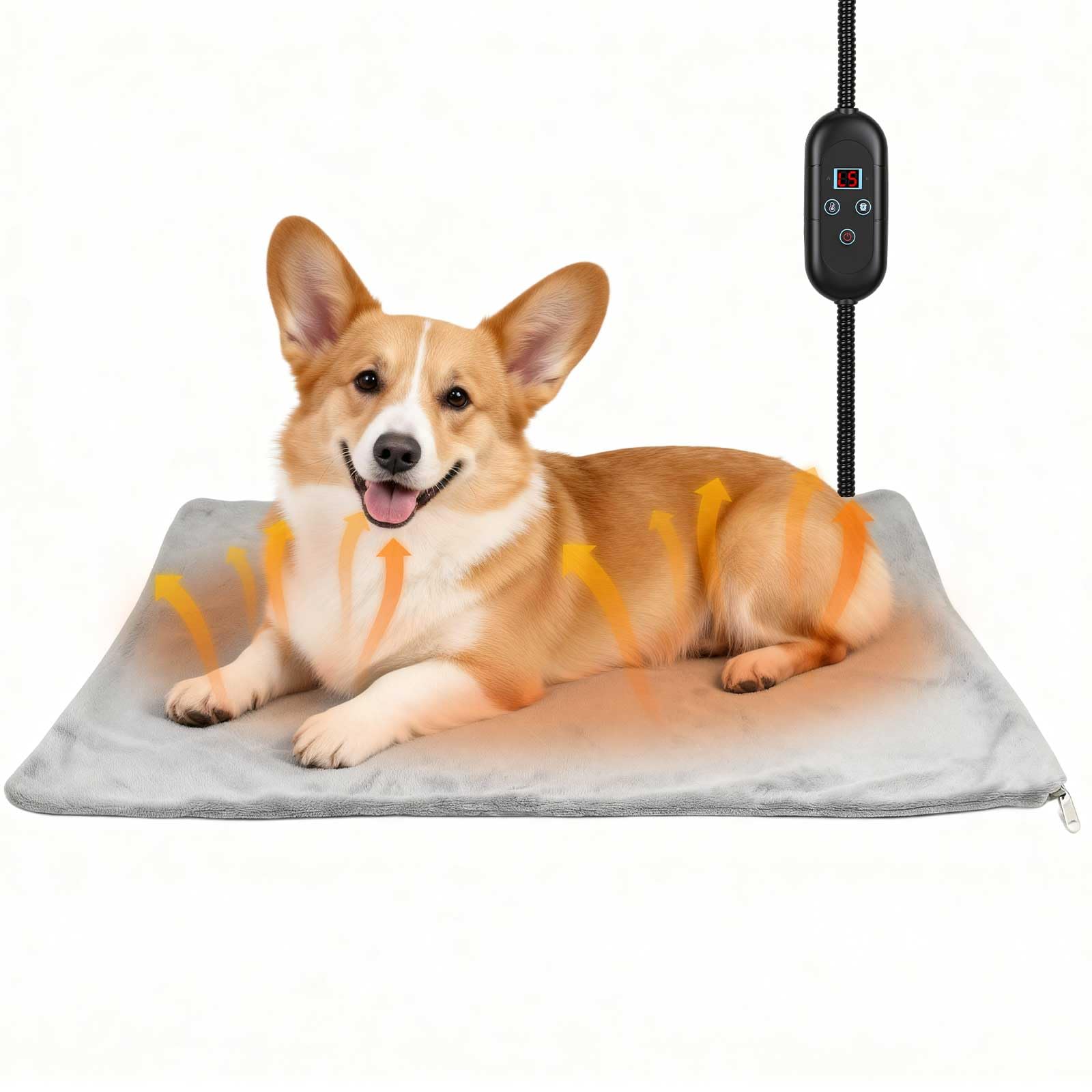 Glovios Haustier Heizkissen Heizdecke Katze Heizdecke Hunde,30–50 ℃ Temperatur & 5 Timer,Bissfestem 1,8 m Kabel,Heizkissen mit Waschbaren Bezügen,40 * 50cm