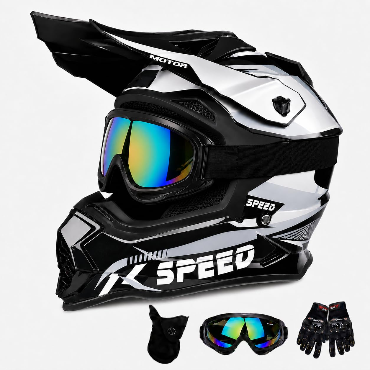 Casco Motocross Adulto, Casco Moto per Cross, Enduro, Quad e Fuoristrada
