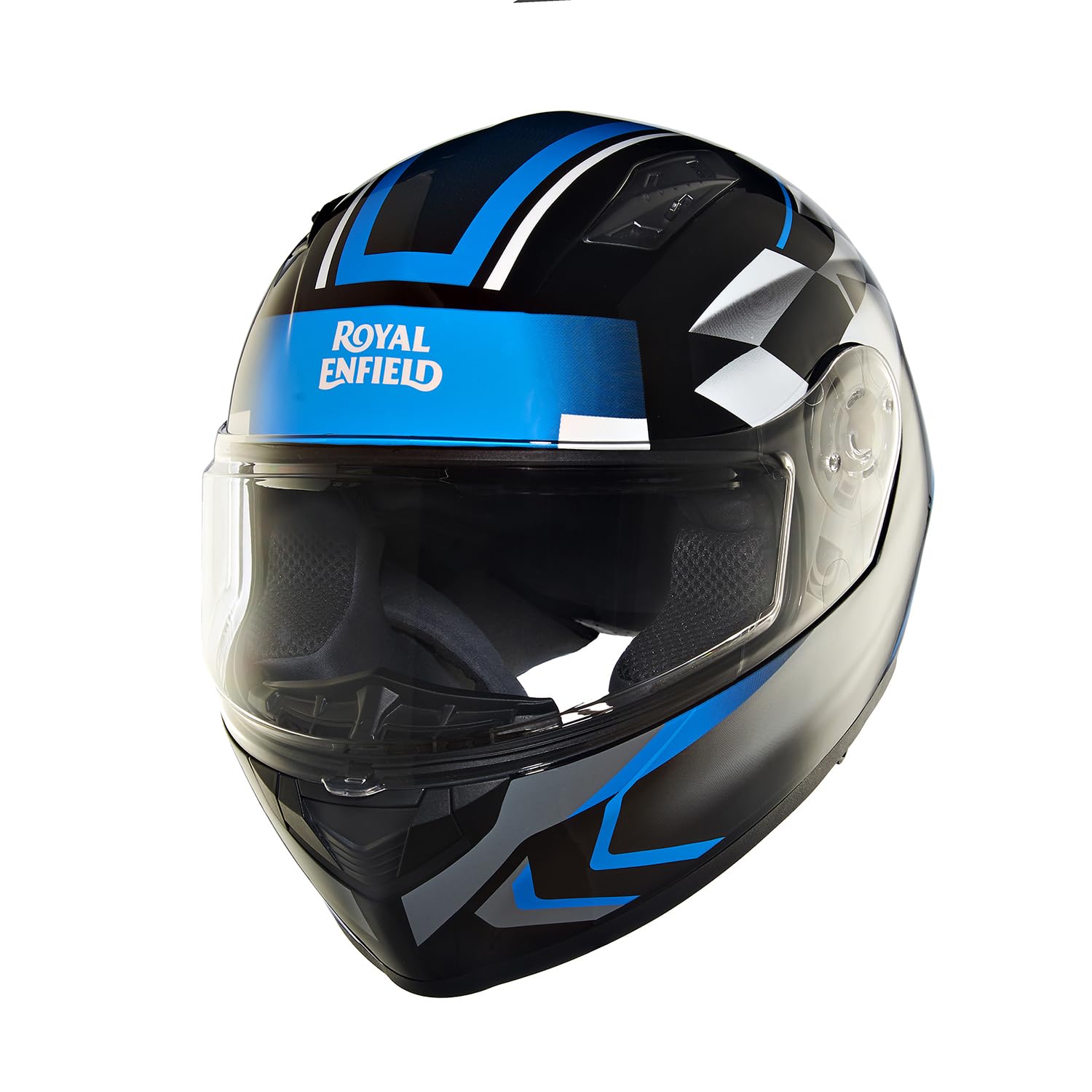 Royal Enfield ISI Certified Lightwing Full Face Riding Riding Helmet Checks G Blue (M) 58 Cm-High Impact Grade Thermoplastic & High Density Head EPS Liner for Superior Impact Protection & Durability-image-49