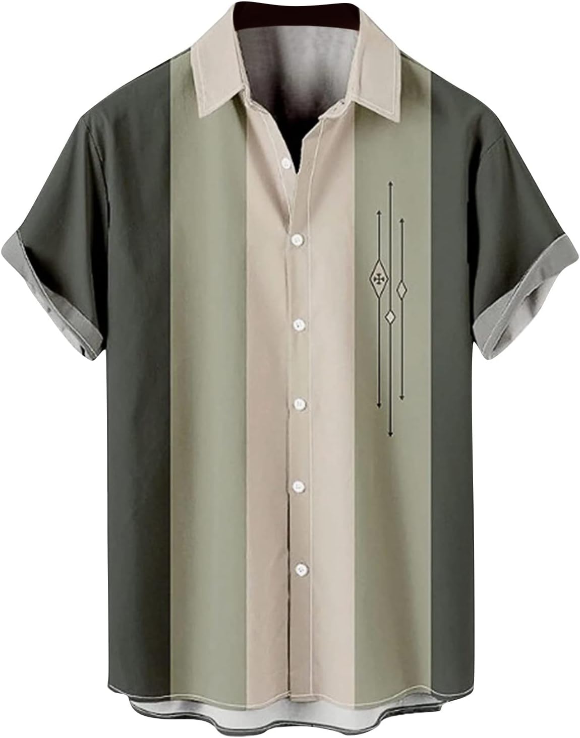 Ymosrh Men's Shirts Vintage Bowling Shirt Short Sleeve Button Down Hawaiian Summer Beach Printed Casual Shirts, M-5XL
