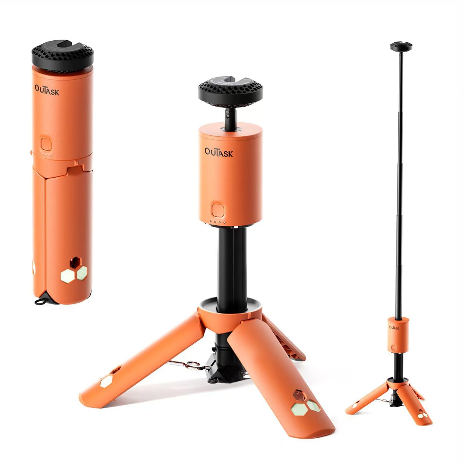 Outask Tactical Brown Camping Lantern Rechargeable, Portable Magnetic Camping Lights With 12000Mah Battery, Telescoping Ipx6/Ipx7 Waterproof Flashlights, Camping Lamp For Emergency, Camping, Hiking (Orange)