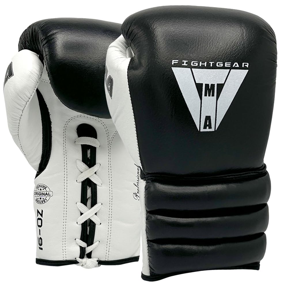 TMA Traditional Professional Boxing Gloves with Laces for Training, Sparring and Heavy Punching Bags for Men and Women, MMA, Kickboxing, Muay Thai