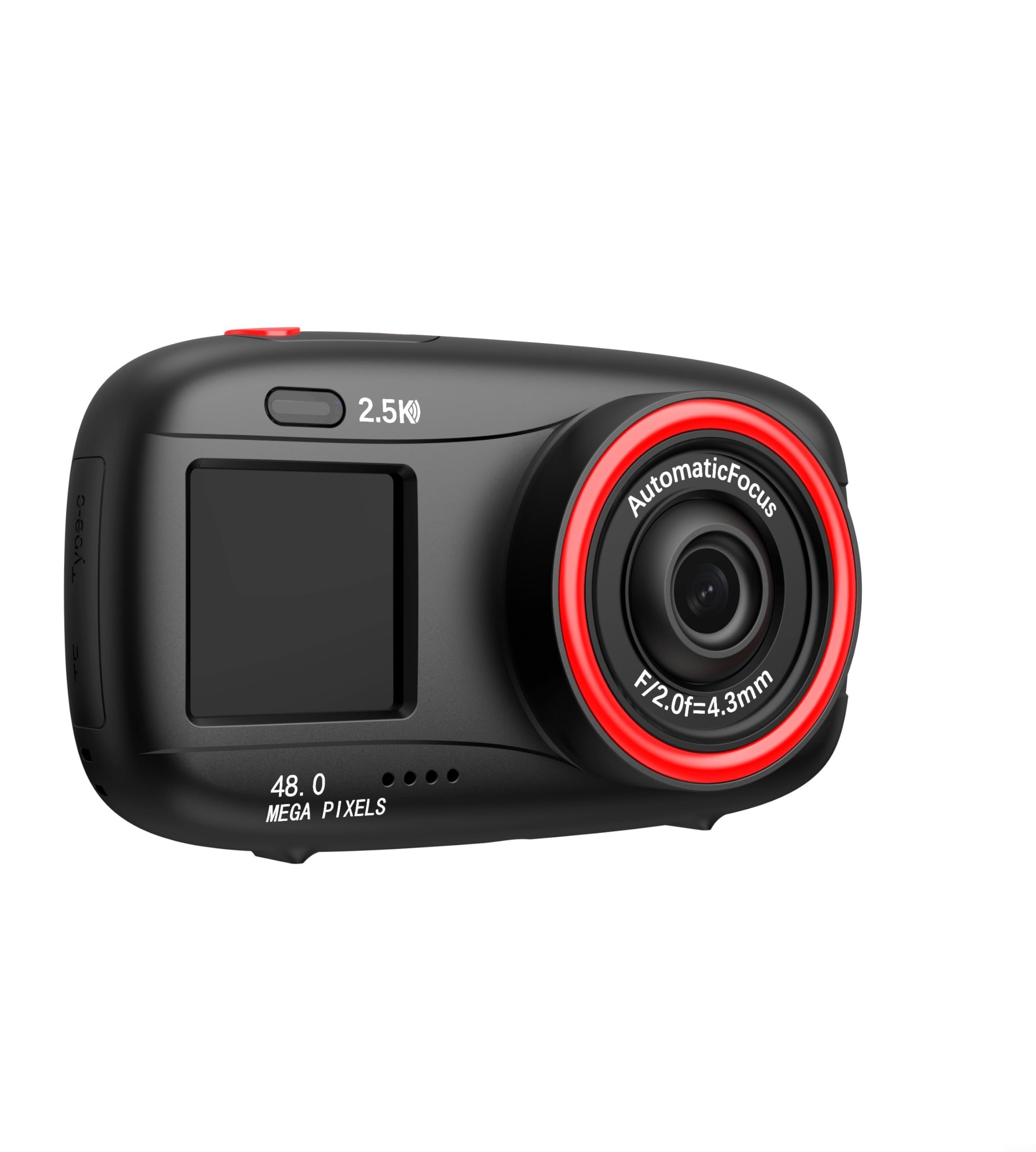 Fotocamera digitale a doppio schermo da 2,5 K con 48 MP, zoom 16x, WiFi e display principale da 3 pollici, fotocamera compatta per vlogging per principianti, supporta 256 GB per scheda SD (nero