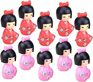 CIYODO 10 Pçs Boneca Quimono Em Miniatura Estatuetas De Fadas Boneca Japonesa Artesanato Em Resina Boneca Gueixa Quimono Enfeite De Mesa Kokeshi Figura Artesanato Em Casa Boneca Japonesa