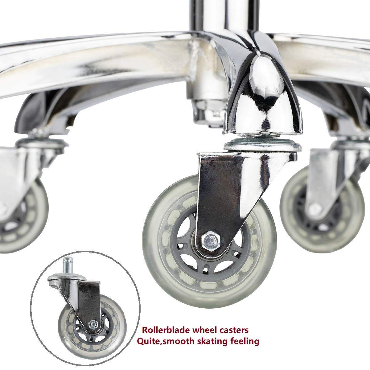 Kaleurrier Taburete con ruedas suaves de doble rueda, cómodo respaldo acolchado, asiento giratorio, altura hidráulica ajustable, resistente y duradera